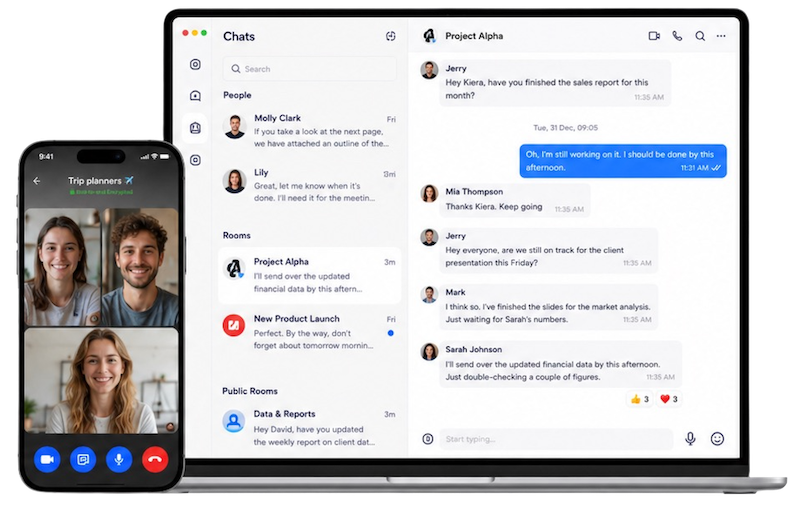 SafeMeet on desktop and mobile